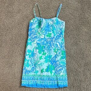 Lilly Pulitzer Shelli Stretch Whisper Blue Boom Croc A Locca Dress